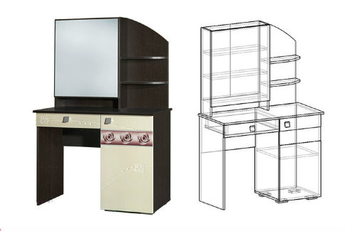 Спальня Флора - Туалетный стол (Венге-Шелк Жемчуг) - Спальня Флора - Туалетный стол (Венге-Шелк Жемчуг)
