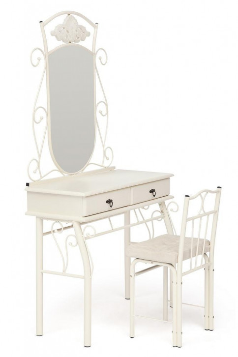 Столик туалетный CANZONA (столик + зеркало + стул) (butter white) - Столик туалетный CANZONA (столик + зеркало + стул) (butter white)