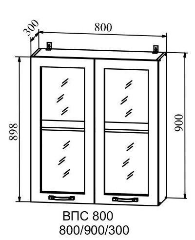 Кухня Ройс шкаф верхний стекло высокий ВПС 800 - Кухня Ройс шкаф верхний стекло высокий ВПС 800