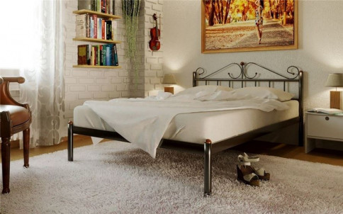 Кровать металлическая Розана (Белый, Черный) - Кровать металлическая Розана (Белый, Черный)