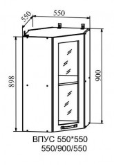 Кухня Ройс шкаф верхний угловой высокий стекло ВПУС 550*550