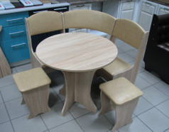 Кухонный уголок Весна-мини стол круглый (угловая скамья + стол + 2 табурета) кожзам